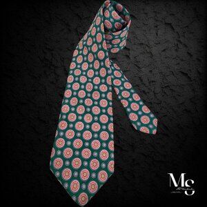 STEFANO RICCI Green Medallion Luxury Silk Tie Made In Italy W:3.75’’ EX COND